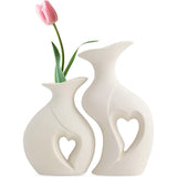 2 stuks keramische vaas, wit, keramische vaas, bloemenvaas, modern, decoratieve lichaamsvaas van keramiek, kleine bloemenvazen voor decoratie, droogbloemen, kantoor, vensterbank, decoratie,