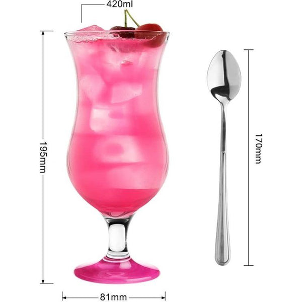 420 ml, set van 6, glas voor alcoholische cocktails, longdrinkglazen, cocktailglazen, drinkglazen, feestglazen, perfect voor thuis, restaurants en feesten, inclusief theelepel