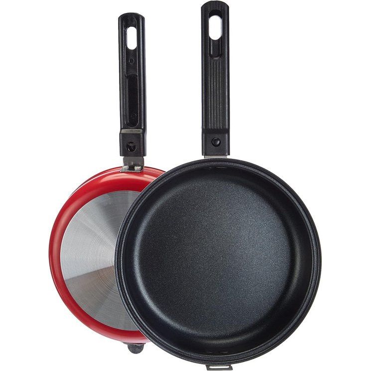 Omeletpan 20 cm, RVS, zwart/rood