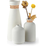 Zwarte keramische vazenset van 3 kleine bloemenvazen voor decoratie, moderne rustieke boerderij huisdecoratie, decoratieve vazen voor pampasgras, ideeënplank (wit)