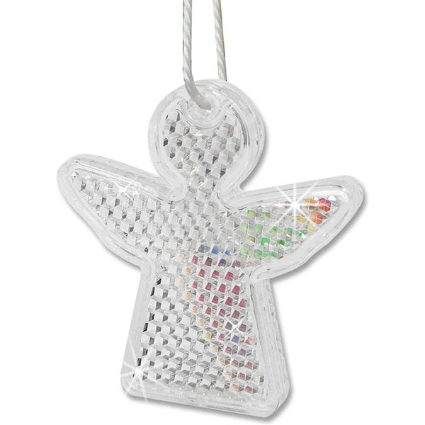 Reflective Guardian Angel Pendants, Pack of 10, Lucky Charm Key Chain, Party Bag - First Day of School Gifts for Young Children and Girls - Party Favours, transparent