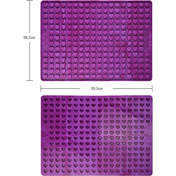 Mini hart (1,5 cm) siliconen bakmat, bakvorm voor mini doe-het-zelf hondenkoekjes en traktaties, hart bakvorm, pralinevorm, chocoladevorm, anti-aanbaklaag en voedselveilig (BPA-vrij)