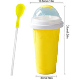 Slush beker siliconen knijpbeker slush ijsbeker om te kneden bevroren maker smoothie beker zomer slush cup met rietje lepel voor lekkere slush ijs (geel)