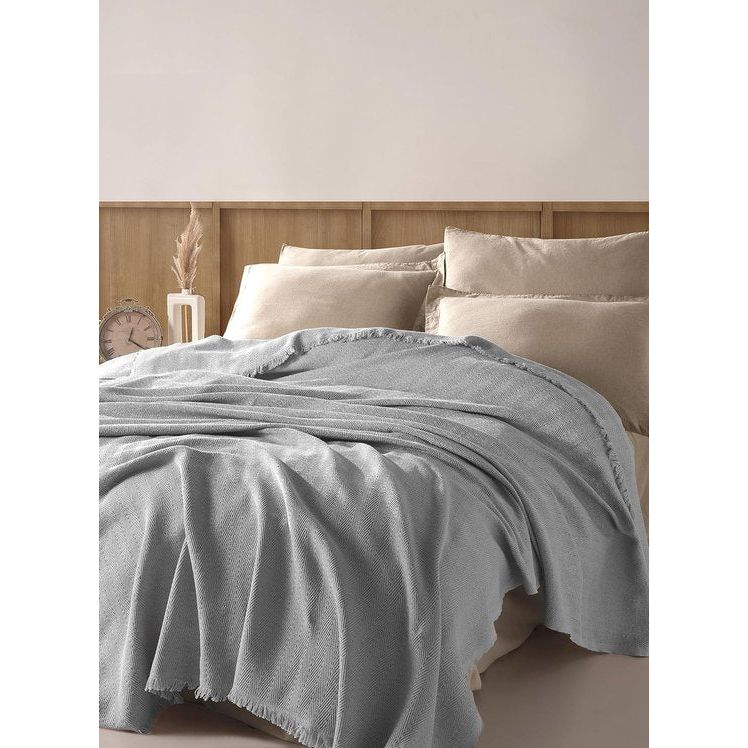 Sprei, 100% gerecycled katoen, Oeko-Tex®, bedsprei, omkeerbare deken, bankdeken, extra groot (Cloud, 200 x 230 cm)