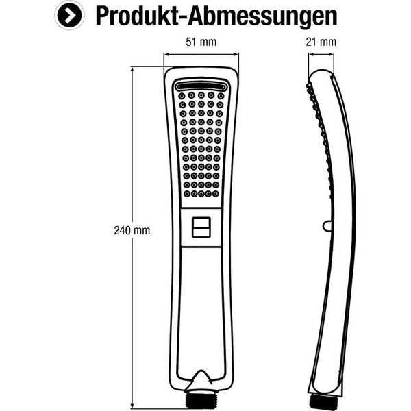 Cornat Handdouche "Kinnay" - 95 x 50 mm hoofdgrootte - verchroomd/wit - 2 straalsoorten: normale en waterstraal - anti-kalk & waterbesparende inzet / ECO-douchekop voor douche & bad