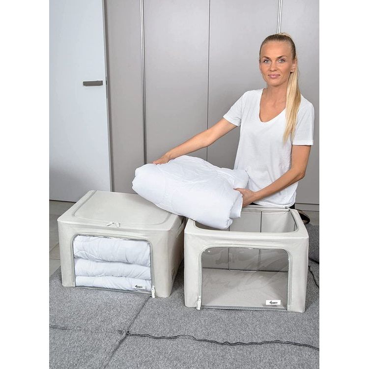 Vaste opvouwbare kledingopbergdoos met ritssluiting, metalen frame - opbergtas voor dekbedden, kleding, beddengoed - stevige opbergdoos voor kleding - stapelbare kledingdozen
