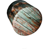 KADAX - Zitpoef, Poef, ronde poef, Ø 40.5x41 cm - houtlook, poef met wasbare overtrek, zitzak, vloerkussen, decoratieve kruk, voetenbank, zitkussen, stoffen kruk - Bruin/Blauw