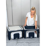 opvouwbare kledingopbergbox met ritssluiting, metalen frame, opbergtas voor dekbedden, kleding, beddengoed, stabiele opbergdoos voor kleding, stapelbare kledingdozen