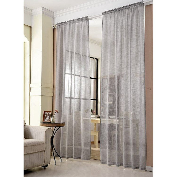 Gordijn, transparant met plooiband in linnen-ook, voile, voor woonkamer, kinderkamer en slaapkamer