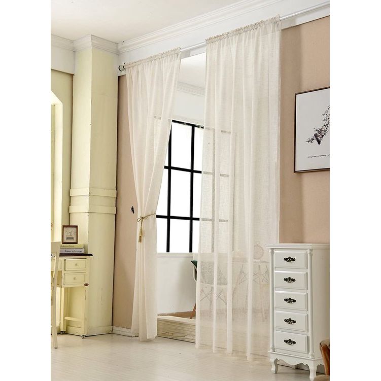 Doorschijnend gordijn Voile 140x245cm,semi-voile gordij Gebroken Wit
