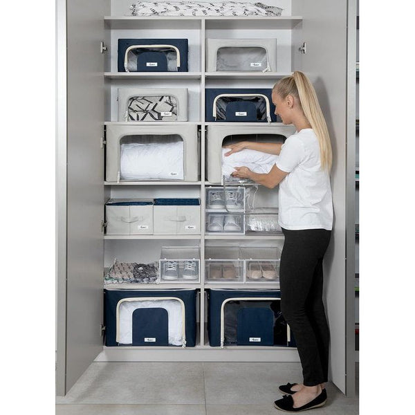 opvouwbare kledingopbergbox met ritssluiting, metalen frame, opbergtas voor dekbedden, kleding, beddengoed, stabiele opbergdoos voor kleding, stapelbare kledingdozen