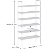 6-laags witte verstelbare schoenenrekken, schoenenopslag, hoge schoenenrek, organisator, plankhouder, standaard voor 18 paar schoenen, 56 x 30 x 110 cm, extra robuuste constructie