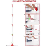 43 cm waterwisser/vloermop met verlengde steel (147 cm), rubberen wisser voor natte vloeren, hoge prestaties, waterwisser voor binnen en buiten gebruik garage douche badkamer tuin keuken