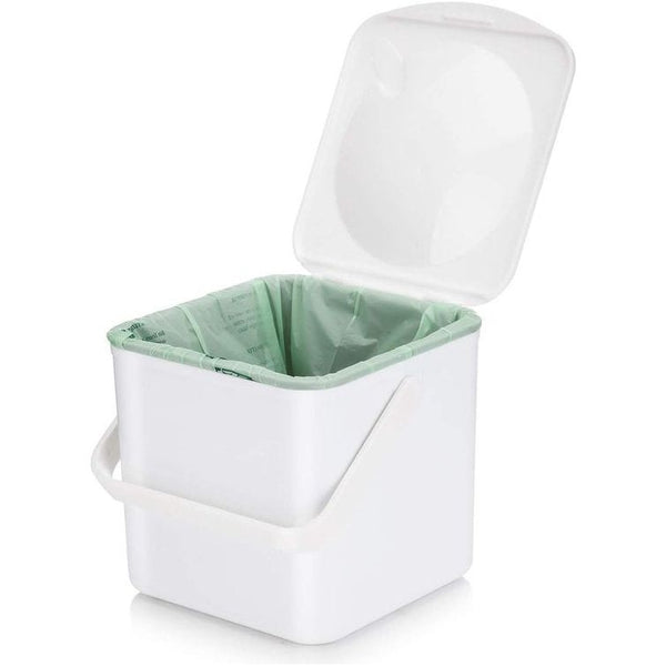 Keukencompostbak met een binnenkant die gemakkelijk afveegbaar is, gemaakt in Groot-Brittannië, 3,5 liter, wit.