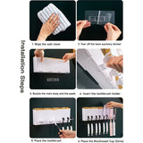 Automatische tandpastadispenser, wandhouder en tandenborstelhouder, multifunctionele, ruimtebesparende tandenborstel-opbergdoos, geen boren nodig