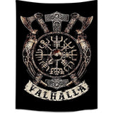 Viking decoratief wandtapijt Vegvisir assen hamer Valhalla muur doek Scandinavische mythologie Fathurk wandbehang Gothic esthetisch decoratief tapijt klein zwart 150 x130cm