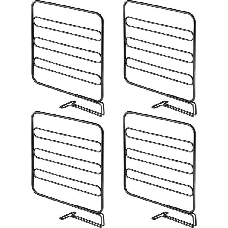 Set van 4 plankscheiders voor de kledingkast – praktisch kledingkastsysteem van metaaldraad – nuttig reksysteem zonder boren – zwart