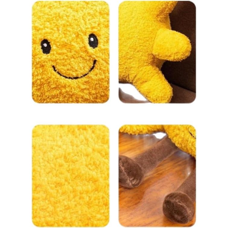 Smiley Pluche zonnekussen, bloemvormig kussen, bloemvormig stoelkussen, vloerkussen, cartoon-weerspeelgoed, zon, pluche pop, kinderkamer, thuis, bank, decoratie, 31 cm