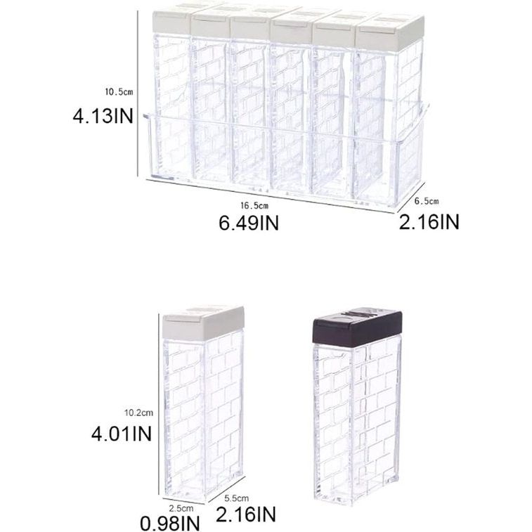 Set van 6 zout-peperstrooiers kruidenbox kunststof voor het bewaren van keuken specerijen