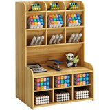 Bureau-organizer, large capacity, pennenhouder, opbergdoos, stationair opbergrek, pennenorganizer-caddies voor kantoor, thuis en schoolbenodigdheden (B15-witte esdoorn)