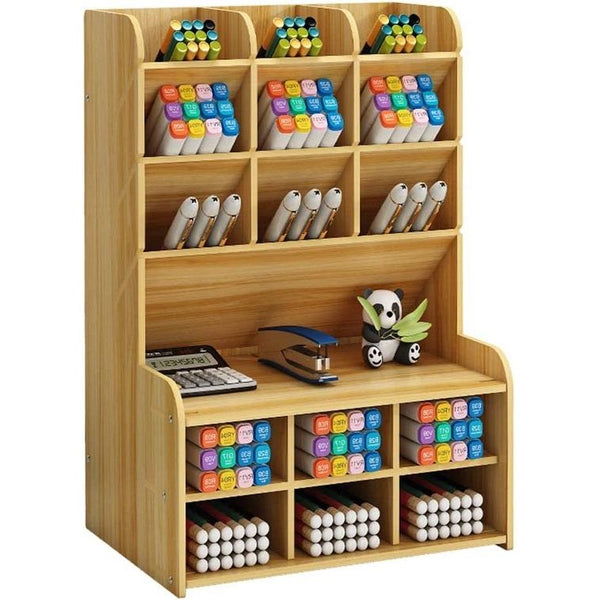 Bureau-organizer, large capacity, pennenhouder, opbergdoos, stationair opbergrek, pennenorganizer-caddies voor kantoor, thuis en schoolbenodigdheden (B15-witte esdoorn)