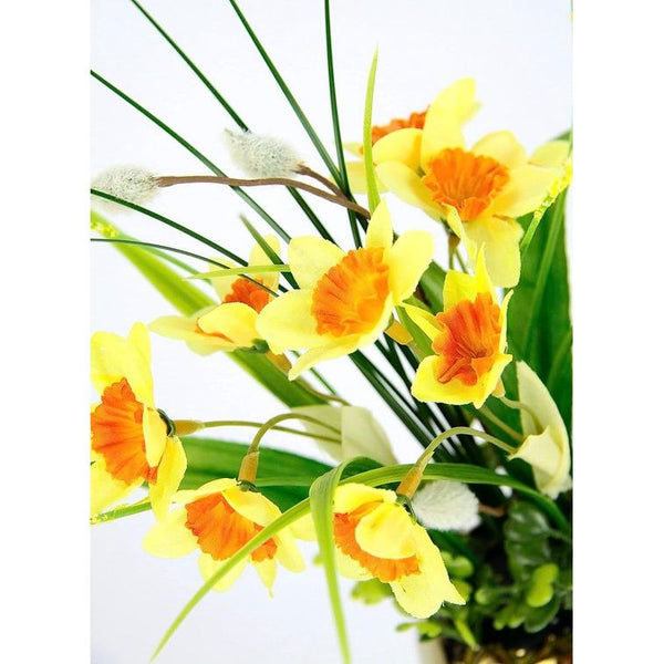 Arrangement Narcissen in een ei Lente kunstbloem Narcis Kunstbloem Bloemdecoratie Lente decoratie Paasdecoratie Narcis Lente Paas tafeldecoratie Middenstuk Lentebloeiers Lentebloeiers