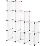 schoenenrek, opbergrek, modulair systeem, met 9 zakken van 30 x 30 cm, transparant