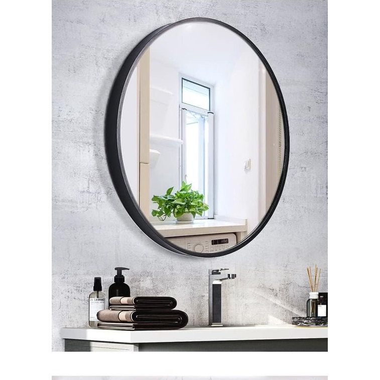 Ronde spiegel, wandspiegel, 50 cm, badkamerspiegel voor hal, woonkamer, slaapkamer, zwart Vertaling: Ronde spiegel, wandspiegel, 50 cm, badkamerspiegel voor de hal, woonkamer, slaapkamer, zwart.