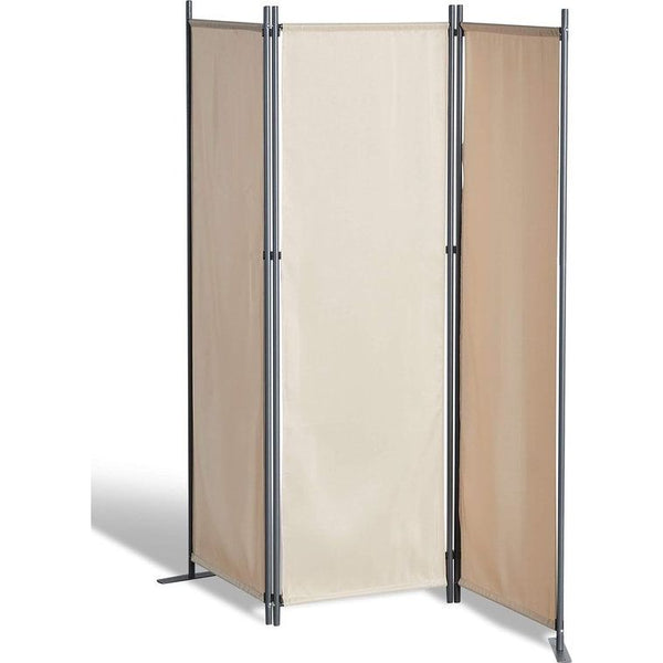 Stellwand 165x170 cm driedelig - beige - kamerscherm ruimteverdeler scheidingswand inkijkbescherming