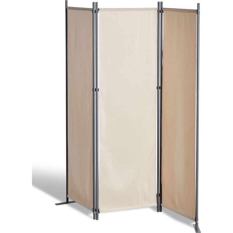 Stellwand 165x170 cm driedelig - beige - kamerscherm ruimteverdeler scheidingswand inkijkbescherming
