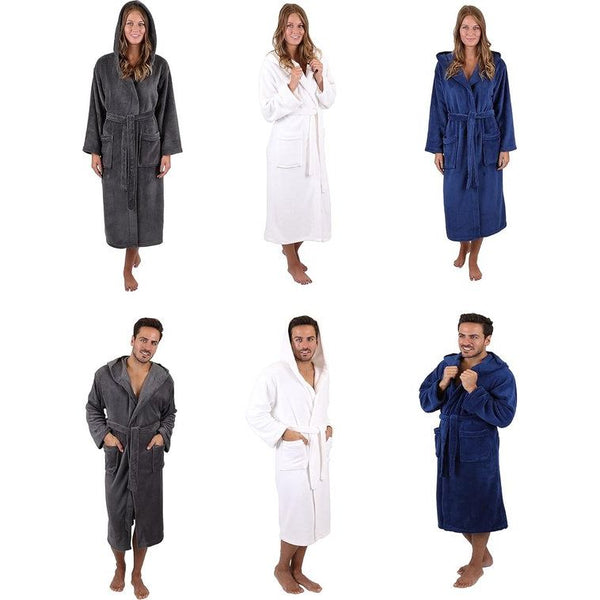 Badjassen van microvezel voor heren en dames, lange badjas, saunamantel met capuchon