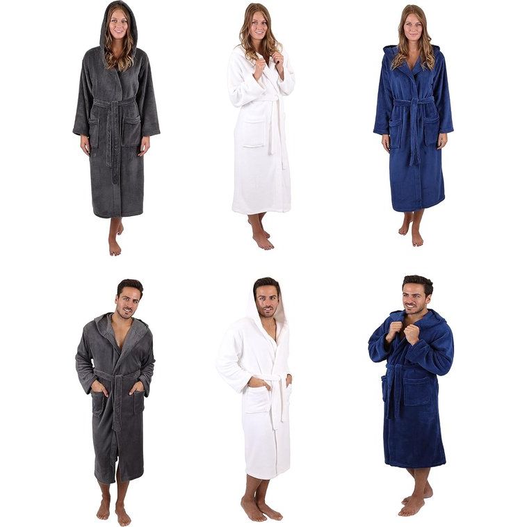 Badjassen van microvezel voor heren en dames, lange badjas, saunamantel met capuchon