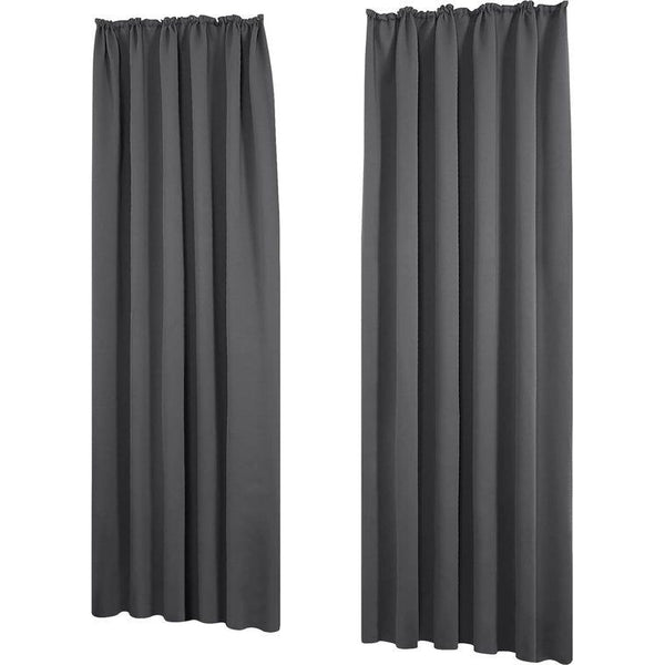 Thermogordijn, curtains with pleated tape, opaque, soundproofing, 260 x 140 cm (height x width), dark gray, set of 2. Thermogordijn, gordijnen met plooiband, ondoorzichtig, geluidsbescherming, 260 x 140 cm (hoogte x breedte), donkergrijs, set van 2.