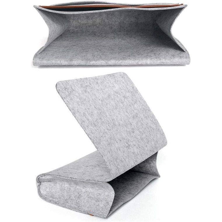 vilten bedcaddy organizer om op te hangen, nachtkastje, tas, bankbed, dik vilt met kabelsgaten, antislip, voor boek, tijdschriften, iPad, mobiele telefoon, afstandsbediening (grijs)