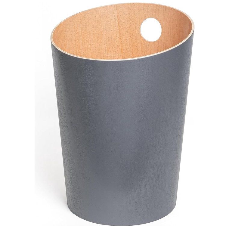 prullenbak 'Bennet', uniek design voor kantoor, slaapkamer, kinderkamer enz. | vuilnisemmer van echt houten Veneer | donkergrijs