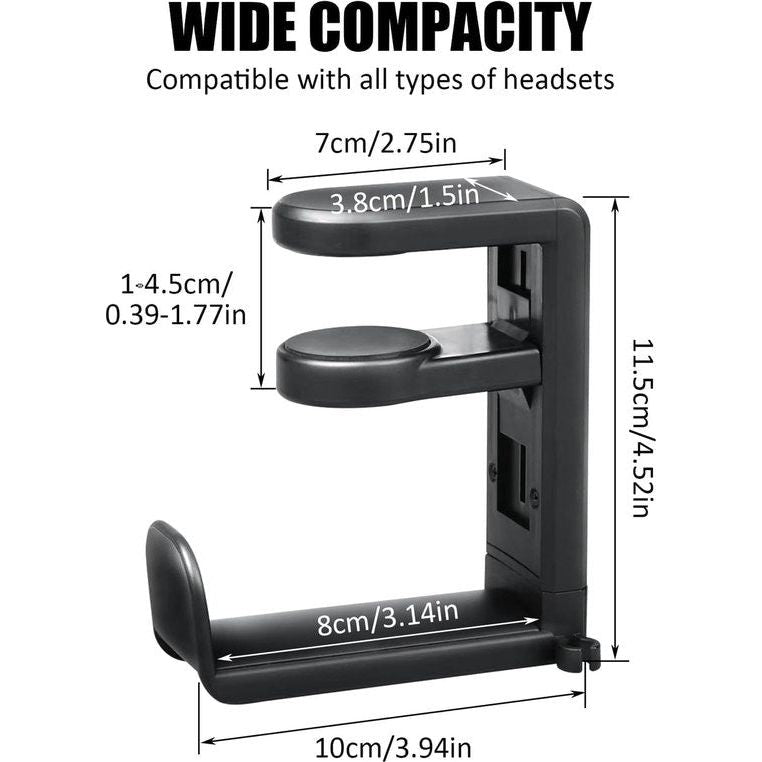 Koptelefoonstandaard Koptelefoonhouder met 360° draaibare en in hoogte verstelbare koptelefoonhouder Gaming-headsetstandaard met kabelklem voor alle Bluetooth-headset-koptelefoons Kinderen