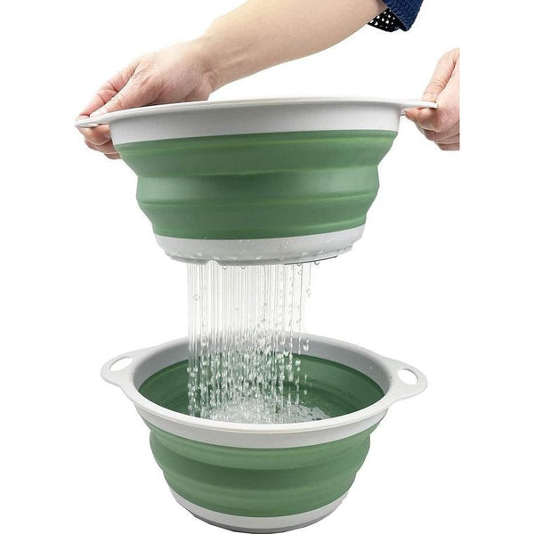 2,6 liter opvouwbare zeef- en kommenset van TPE/PP. Opvouwbare wastafel – draagbare afwasbak – ruimtebesparende zeef