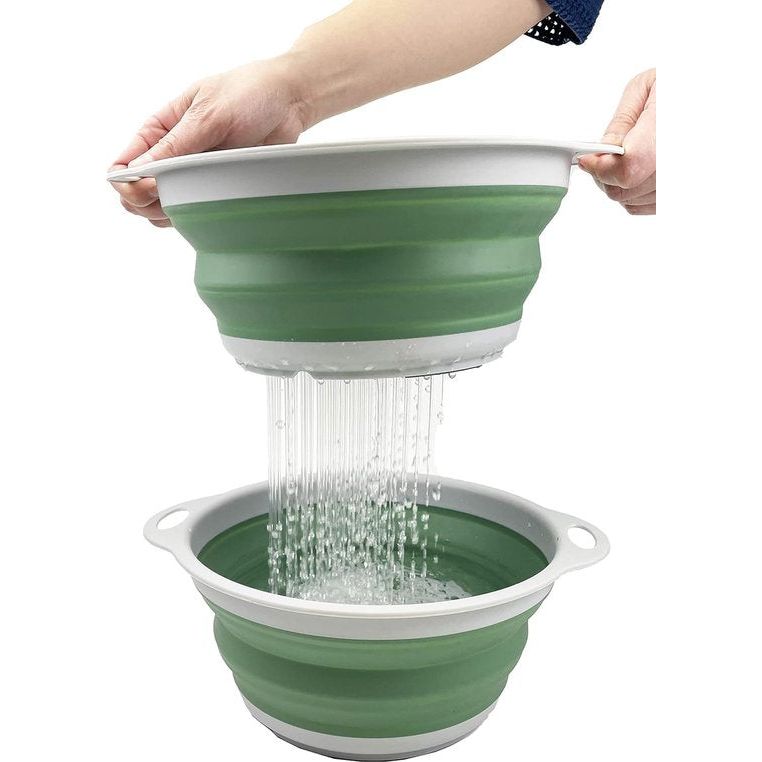 2,6 liter opvouwbare zeef- en kommenset van TPE/PP. Opvouwbare wastafel – draagbare afwasbak – ruimtebesparende zeef