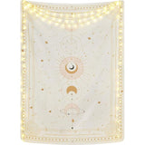 Maanfasen wandtapijt, mysterieuze sterrenhemel, tarotkaarten, wandtapijt, esthetische retro astrologie, muurkunst voor slaapkamer en woonkamer, beige, 210 x 150 cm