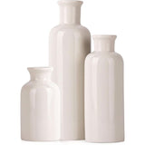 Keramische vaas 3-delige set boerderijdecor Witte keramische kleine vaas voor boerderijdecoratie, woonkamerdecoratie, tafeldecoratie, open haard en entreedecoratie