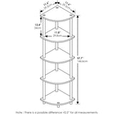 Turn-N-Tube 5-laags hoekdisplay, multifunctionele boekenkast, opbergplank, ronde buis, beukenhout/wit, 29,5 x 29,5 x 146,6 cm