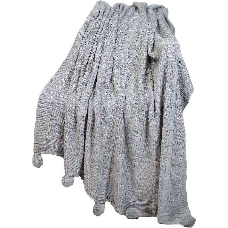 Knuffeldeken 100% acryl bedsprei 130 x 170 cm gebreide deken sprei sofa sprei superzachte gebreide deken woonkamer deken sofa deken grijs