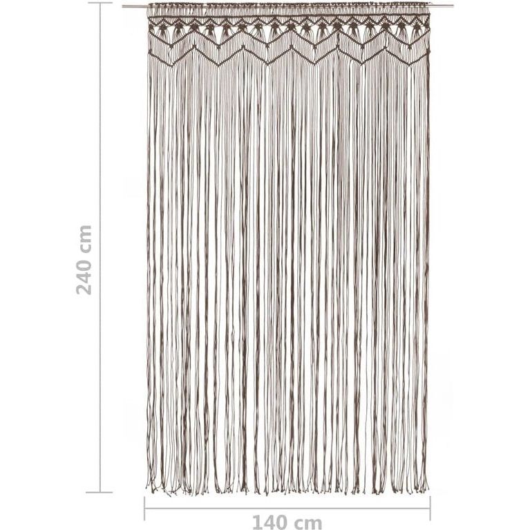 Macramé gordijn, handgemaakt, wandbehang, behang, raamgordijn, decoratief gordijn, deurgordijn, bruiloft, achtergrond, taupe, 140 x 240 cm, katoen