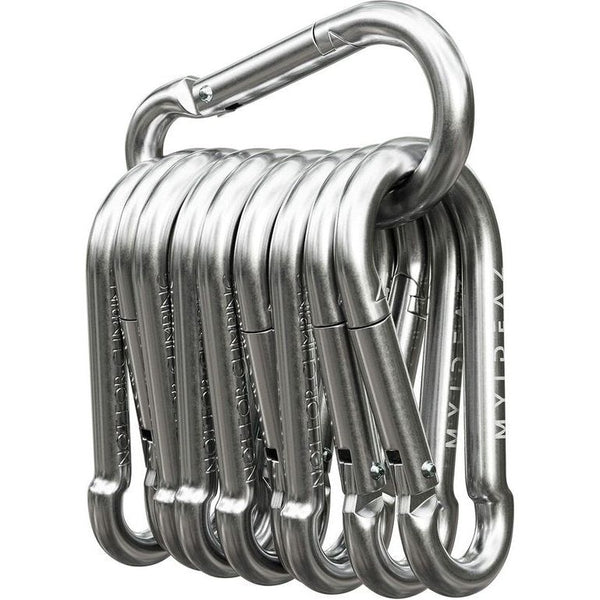 Karabijnhaakset (60 mm, 80 mm, 100 mm) met kliksluiting van hoogwaardig premium staal voor kamperen, wandelen, sleutelhangers, karabijnhaken van 120 kg tot 350 kg