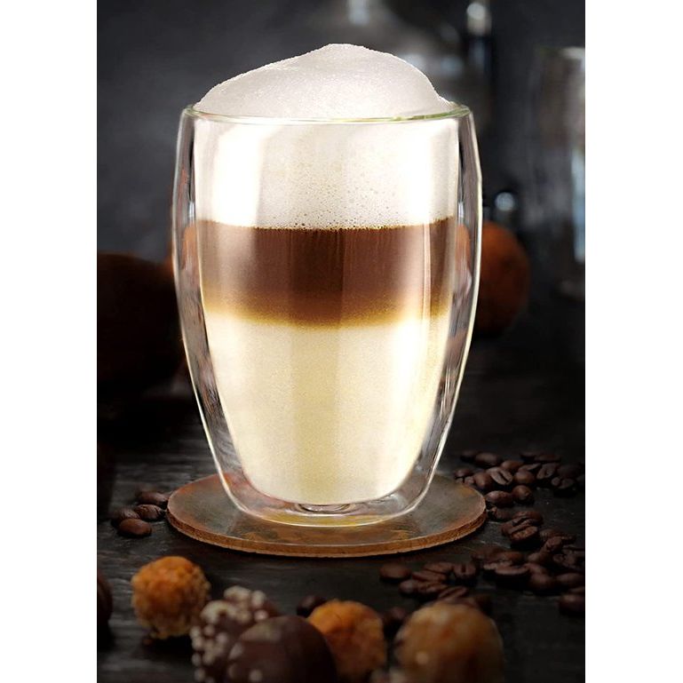 Creano dubbelwandig XXL thermoglas 400ml, extra groot hittebestendig koffieglas/thee glas/latte macchiato van borosilicaatglas