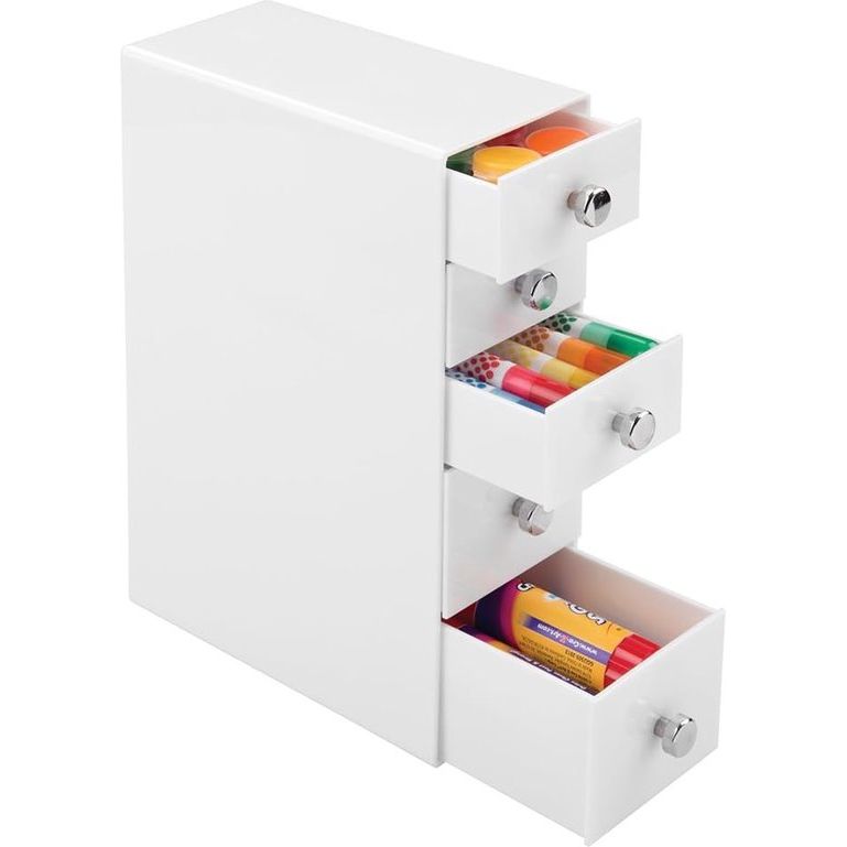 Witte ladebox van kunststof - mini-commode met laden - praktische bureau-organizer