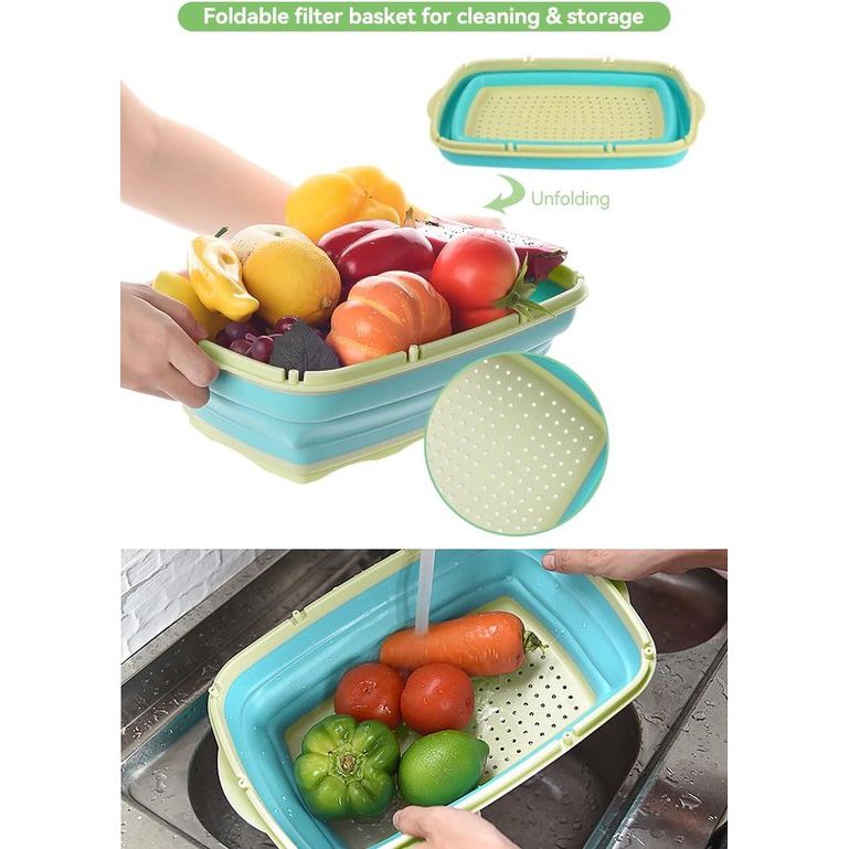 Multifunctionele snijplank, 9-in-1 opvouwbare snijplank, snijplankset met groentesnijder, draagbare afvoermand voor kampeeraccessoires, outdoor, festivals