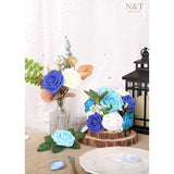 Kunstrozen, 50 stuks, Real Touch roos, bloem met steel voor doe-het-zelf bruidsboeketten, bruidsdouche, tafeldecoraties, bloemstukken, feesttafels, woondecoraties.