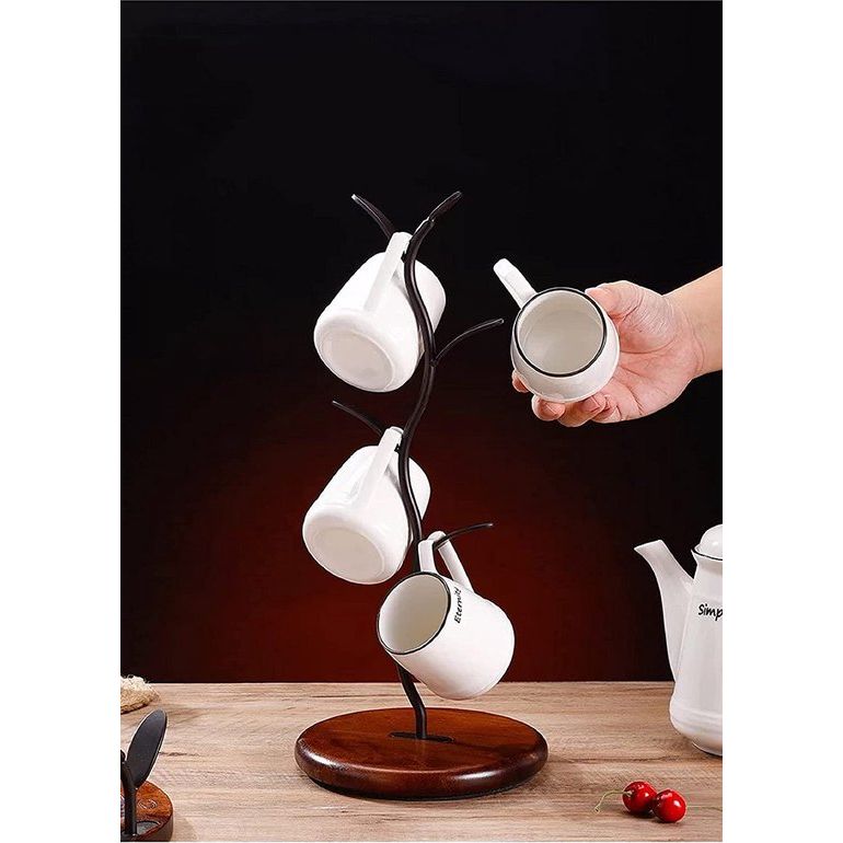 6 haken bekerhouder, koffiebekerhouder, koffiebekerhouder voor toonbank, stijlvolle bekerhouder voor in de keuken, theekop, bekerhouder, bekertoren