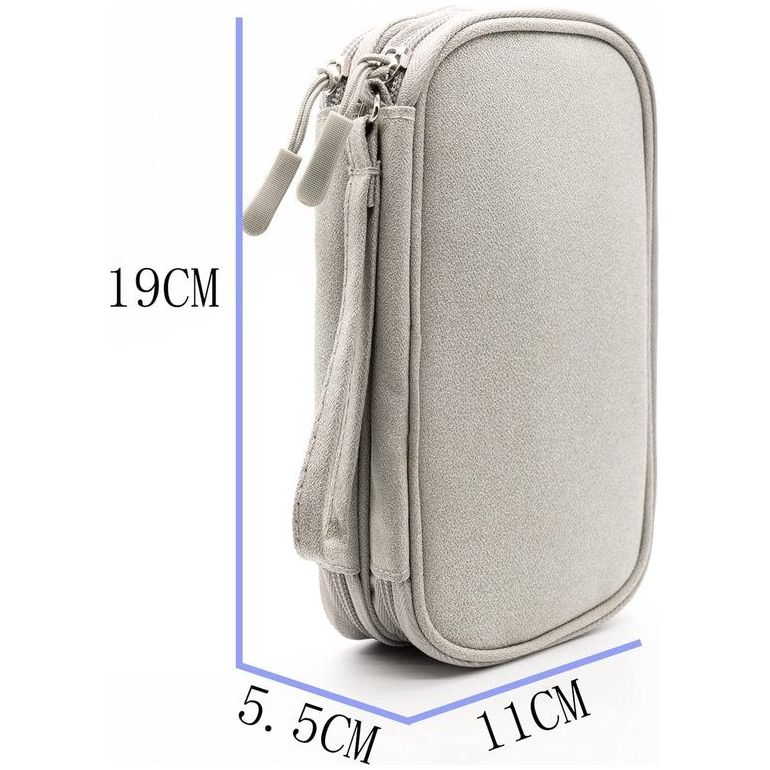 Kabel Organizer Tas Waterdichte, Kleine Kabel Tas Dubbellaags SD kaart Tas Elektronische Tas Elektrische Organizer Kabel Tas Elektronica Accessoires Organizer Kabel voor Reizen Grijs